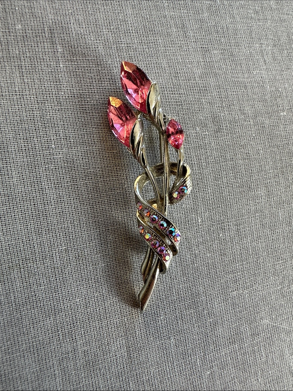 Pink Crystal Floral Spray Brooch - Vintage-Inspired Women Jewelry